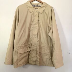 Cabela’s Women’s Barn Chore Coat 2X Tan Nylon Drawstring Waist Full Zip Snaps